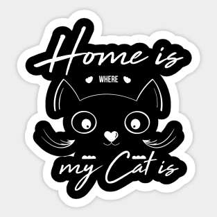 Home Is Where My Cat Is For Feline Lovers Sticker